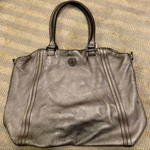 Tory Burch metallic gray handbag